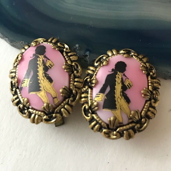 Vintage Jewelry - Vintage W Germany pink glass clip earrings